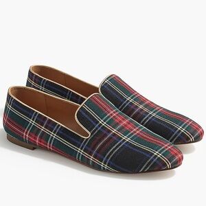 J.Crew Stewart Tartan Smoking Loafers Women's Size 6 Slip-On Flats Holiday Chic